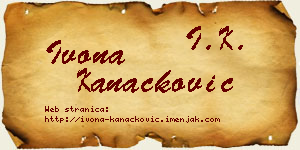 Ivona Kanačković vizit kartica